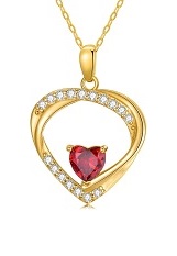felicitous ruby flower heart Ruby birthstone baby necklace